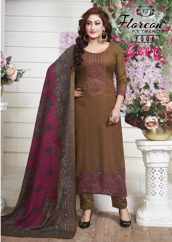 Floreon Geet Festive Embroidery Wear Winter Dress Material Collection